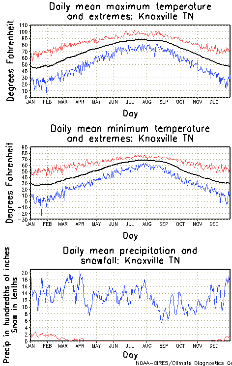 Knoxville, Tennessee Annual Temperature Graph