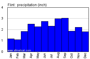 Flint-Bishop Michigan Annual Precipitation Graph