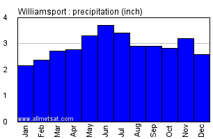 Williamsport Pennsylvania Annual Precipitation Graph